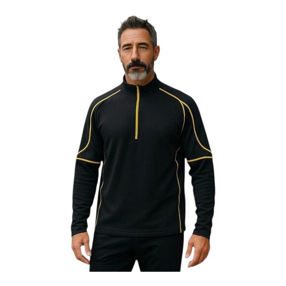 Obermeyer Quarter Zip Black Base Layer Fleece Lined Ski Performance Men's L Top - Picture 1 of 14
